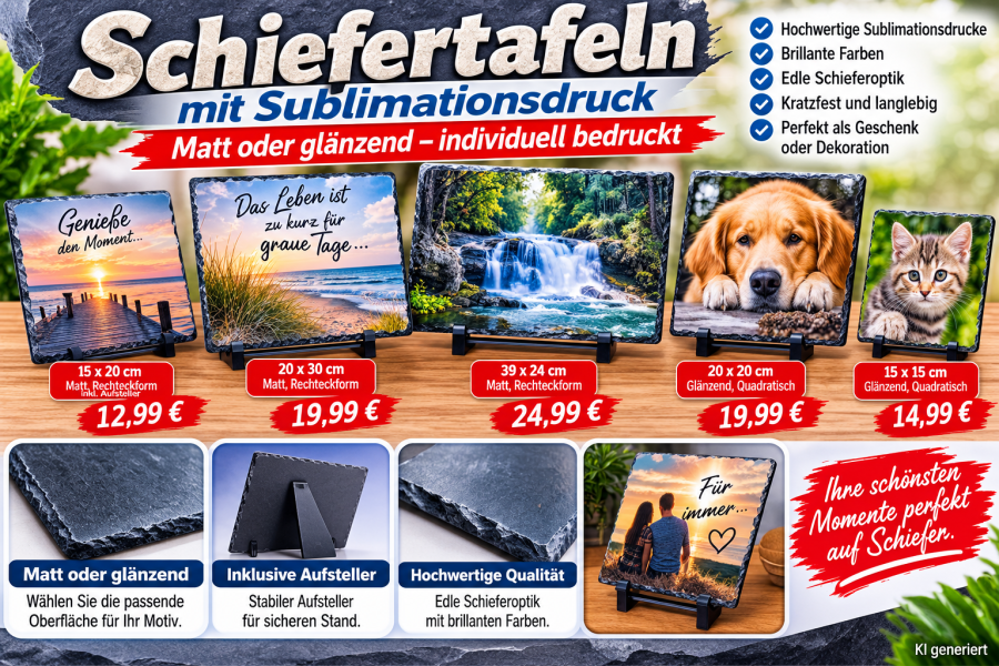 Schiefertafeln bedruckt