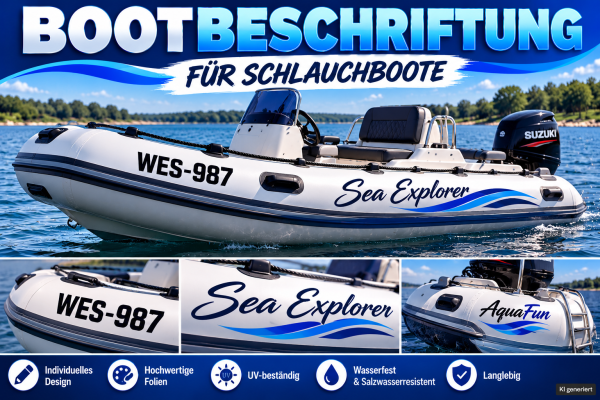 Bootsnamen Aufkleber-Set für Schlauchboote