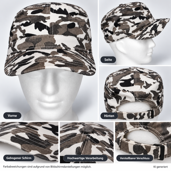 Baseball Cap Camouflage Weiß-Grau-Schwarz