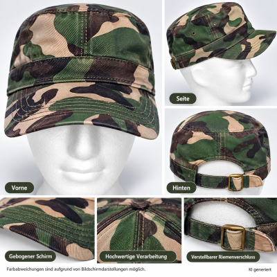Military Cap Camouflage Grün-Braun-Beige – Unbedruckt
