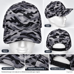 Baseball Cap Camouflage Grau-Schwarz-Unbedruckt