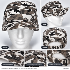 Baseball Cap Camouflage Weiß-Grau-Schwarz